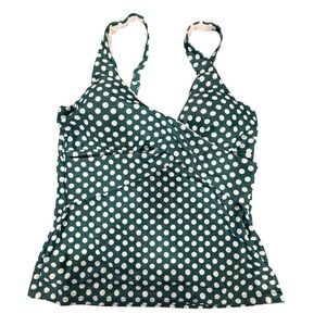 Polka Dot Woman’s Tankini  Swimsuit Top Green White Size Large